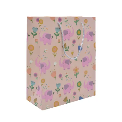 Sac papier motif éléphants 26x12x32 cm – Paquet de 20 - Sacs pelliculés à motifs-1
