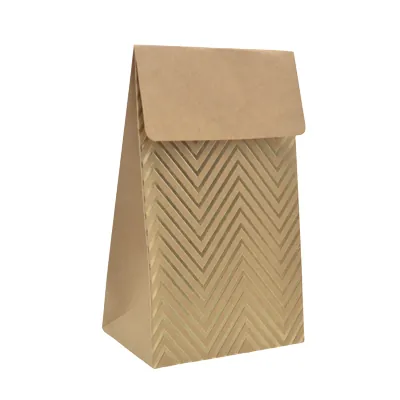 Pochette cadeau papier kraft à rabat motif chevrons dorés 9,5x6,5x16,2 cm – Sachet cadeau - Paquet de 20 - Pochettes cadeaux luxe