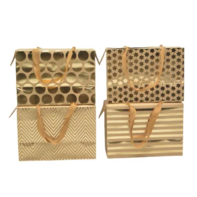 Boîte cadeau carton à poignées et étoiles or 23x11x16 cm - Valisette carton – Lot de 10 - Boites carton avec poignée-2