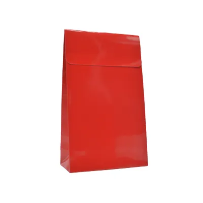Pochettes cadeaux papier pelliculées rouge adhésives 10x4,5x16cm – Paquet de 50 - Pochettes cadeaux luxe
