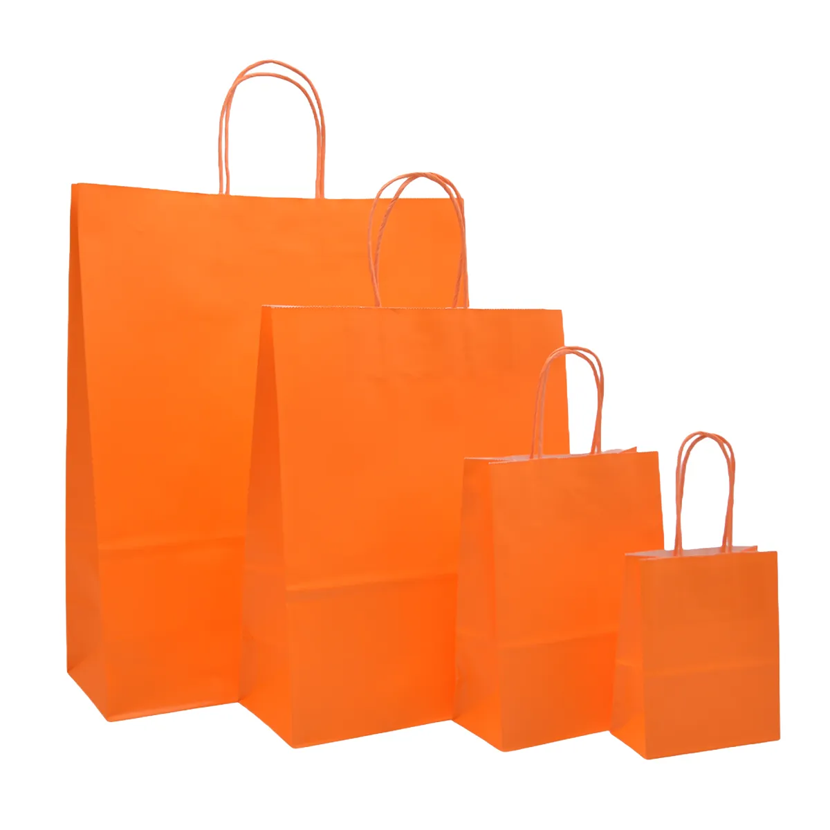 Sacs kraft orange poignées torsadées 35+14x42,5 cm 117g/m² – Paquet de 50 - Sacs kraft couleur poignées torsadées-1