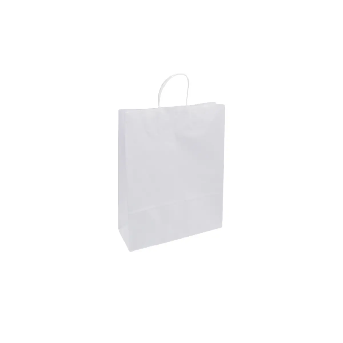 Sac Kraft Blanc Poignées Torsadées 35x14x35 cm - Paquet de 100 - Sacs kraft blanc poignées torsadées