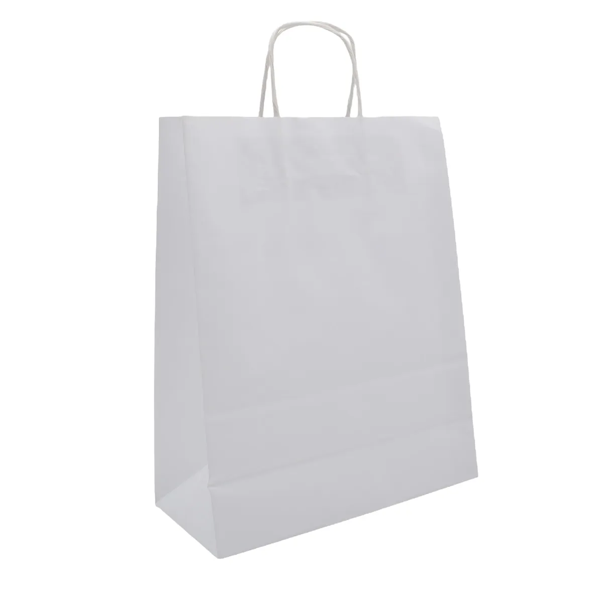 Sac kraft blanc poignées torsadées 46 x 16 x 49 cm 110g/m² - Paquet de 100 - Sacs kraft blanc poignées torsadées