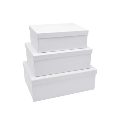 Boîte cadeau pliable à couvercle amovible blanche 29x22x10 cm - Lot de 4 - Boites cadeaux carton pliables-3