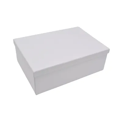 Boîtes cadeaux pliables blanches couvercle amovible 34+25x12 cm 1200g/m² – Paquet de 4 - Boites cadeaux carton pliables-1