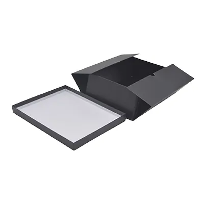 Boîte cadeau pliable à couvercle amovible noire 34x25x12 cm - Lot de 4 - Boites cadeaux carton pliables-1