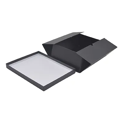 Boîte cadeau pliable à couvercle amovible noire 39x28x13,5 cm - Lot de 4 - Boites cadeaux carton pliables-1