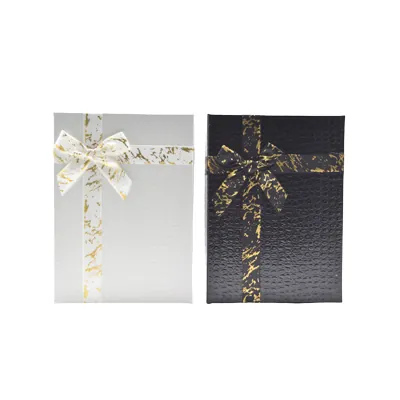 Boîtes cadeaux noires texturées 26x19x8cm – ruban or – Paquet de 4 - Boites cloches-1