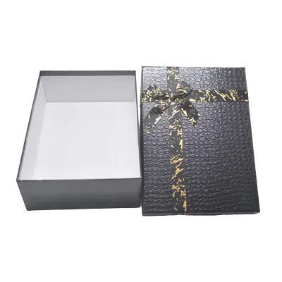 Boîtes cadeaux noires texturées 29x21x9,5cm – ruban or – Paquet de 4 - Boites cloches-3