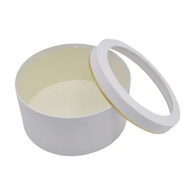 Boîtes rondes blanches liseré or fenêtre 24,2x12cm – Paquet de 2 - Boites cloches-2