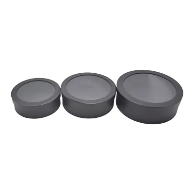 Boîtes rondes noires fenêtre 25x8cm – Paquet de 4 - Boites cloches-1