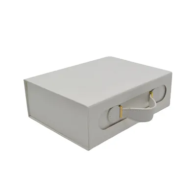 Boites cadeaux carton pliables blanches 28,2x20,2x9,2cm avec poignée – Paquet de 5 - Boites carton avec poignée