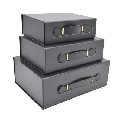 Boites cadeaux carton noires avec poignée 24x18,2x8cm – Paquet de 5 - Boites carton avec poignée-2