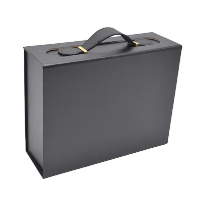 Boites cadeau carton noires avec poignée 28,2x20,2x9,2cm – Paquet de 5 - Boites carton avec poignée