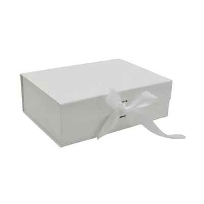 Boites cadeau carton blanches avec ruban 33x25x12cm – Paquet de 5 - Boites cadeaux carton pliables