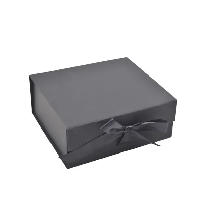 Boites cadeaux carton pliables noires avec ruban 20x18,2x8cm – Paquet de 5 - Boites cadeaux carton pliables