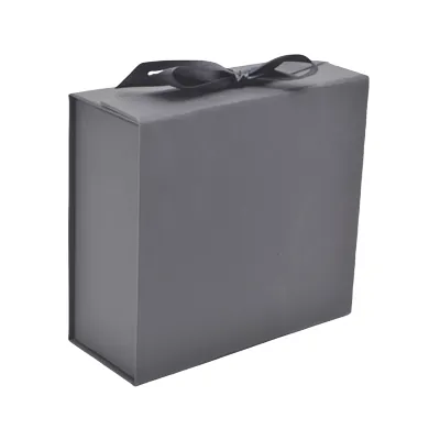 Boites cadeaux carton pliables noires avec ruban 20x18,2x8cm – Paquet de 5 - Boites cadeaux carton pliables-1