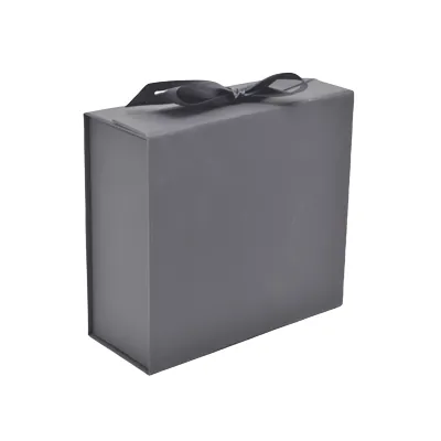 Boites cadeaux carton pliables noires avec ruban 28,2x20,2x9,2cm – Paquet de 5 - Boites cadeaux carton pliables-1