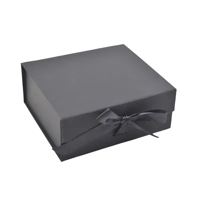 Boites cadeaux carton pliables noires avec ruban 33x25x12cm – Paquet de 5 - Boites cadeaux carton pliables