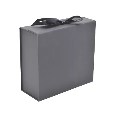 Boites cadeaux carton pliables noires avec ruban 33x25x12cm – Paquet de 5 - Boites cadeaux carton pliables-1