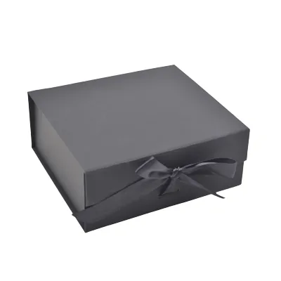 Boites cadeaux carton pliables noires avec ruban 39x28x17,5cm – Paquet de 5 - Boites cadeaux carton pliables