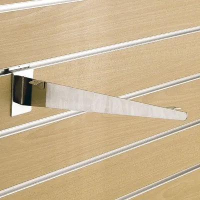 Console simple pour tablette bois ou verre en métal chromé pour panneau rainuré L 30 cm - Gris - La paire - Consoles pour tablettes-1