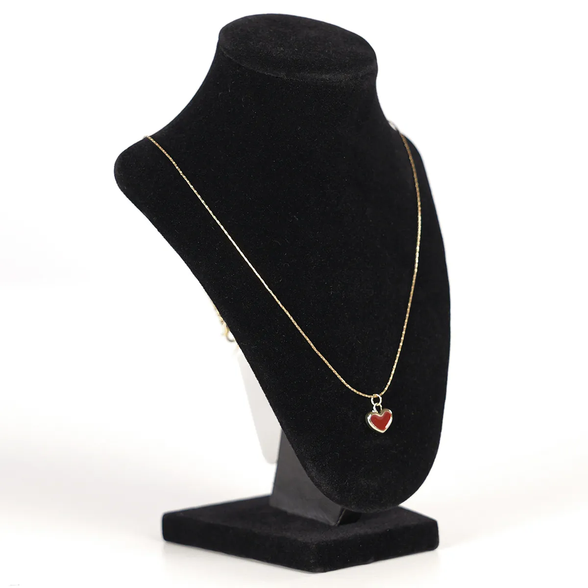 Présentoir collier en flanelle Noir 12 x 18 cm - Support collier - Buste collier - Présentoirs colliers et pendentifs-1