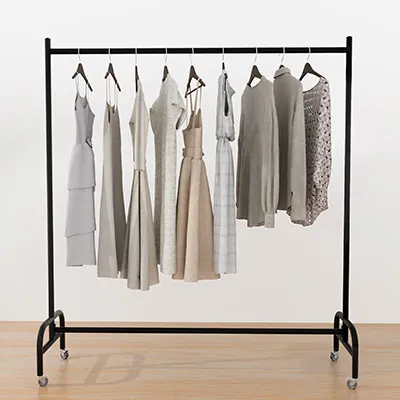 Portant droit fixe noir - L 150 x P 40 x H 165 cm - Portants à vêtements droits-1