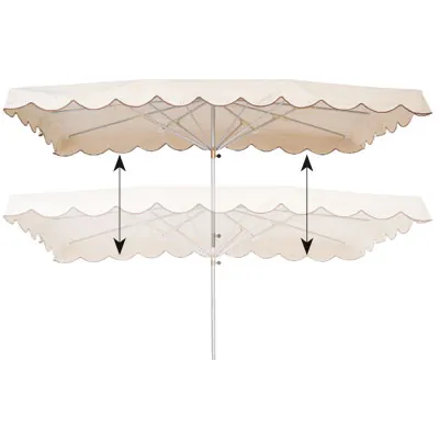 Parasol professionnel de marché télescopique - Parasol forain - Blanc cassé - 400 x 300 cm - armature alu, toile + housse - Parasols de marché, Parasols forains