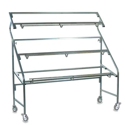 Étalage pour marché – Présentoir cagettes 3 niveaux largeur 129 cm avec roulettes - Tables de marché, étals de marché