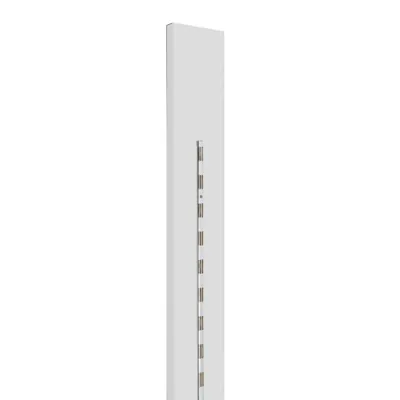 Moulure bois avec crémaillère centrale 12 x 240 cm pas de 50 mm - Blanc - Étagère magasin - Ligne Crémawall