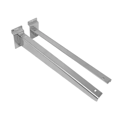 Console pour tablette bois ou verre en métal chromé pour panneau rainuré L 35 cm - Gris - La paire - Consoles pour tablettes