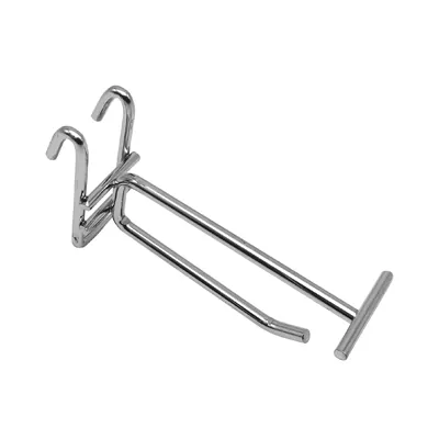 Broche simple avec tige T pour présentoir grille L 8,5 cm x ø 5,8 mm Métal chromé - Lot de 10 - Tiges et Bras pour grilles