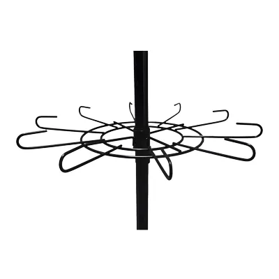 Présentoir tourniquet rotatif métal noir 4 étages 185cm – Support boutique sur roulettes - Présentoirs divers-1