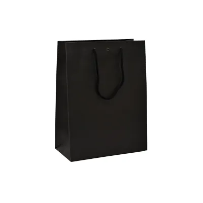 Sacs kraft luxe noirs poignées cordelette 25+13x33 cm 190g/m² – Paquet de 10 - Sacs kraft luxe