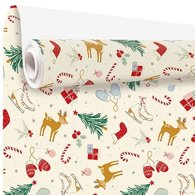 Papier cadeau Hiver enchanté multicolore 70 cm x 50 m 80 g/m²  - Papier cadeaux couchés à motifs-1