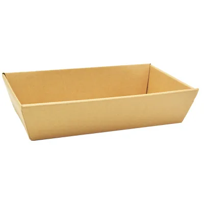 Corbeille carton rectangulaire kraft 33 x 20 x 7,4 cm, paquet de 10 - Corbeilles carton-1