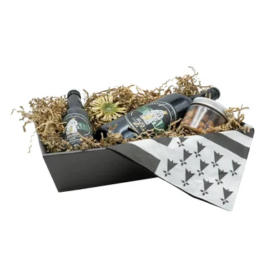 Corbeille carton rectangulaire noir / brun 33 x 20 x 7,4 cm, paquet de 10 - Corbeilles carton-2