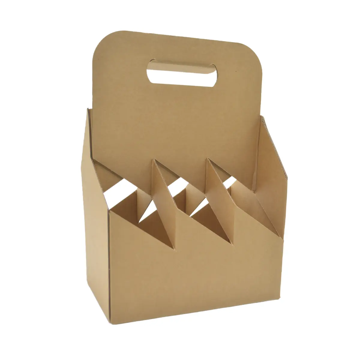 Porte-bouteilles carton brun kraft 6 bières hautes - L 19,5 x P 13 cm - Paquet de 20 - Mètres de bières, Emballages pour bouteilles de bières