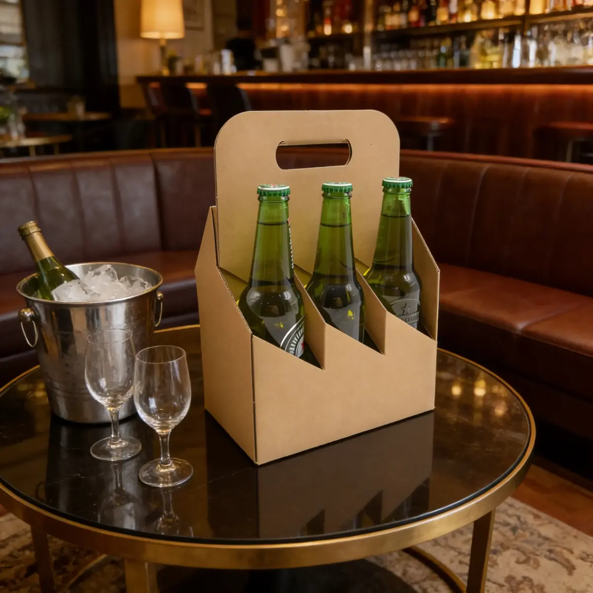 Porte-bouteilles carton brun kraft 6 bières hautes - L 19,5 x P 13 cm - Paquet de 20 - Mètres de bières, Emballages pour bouteilles de bières-2