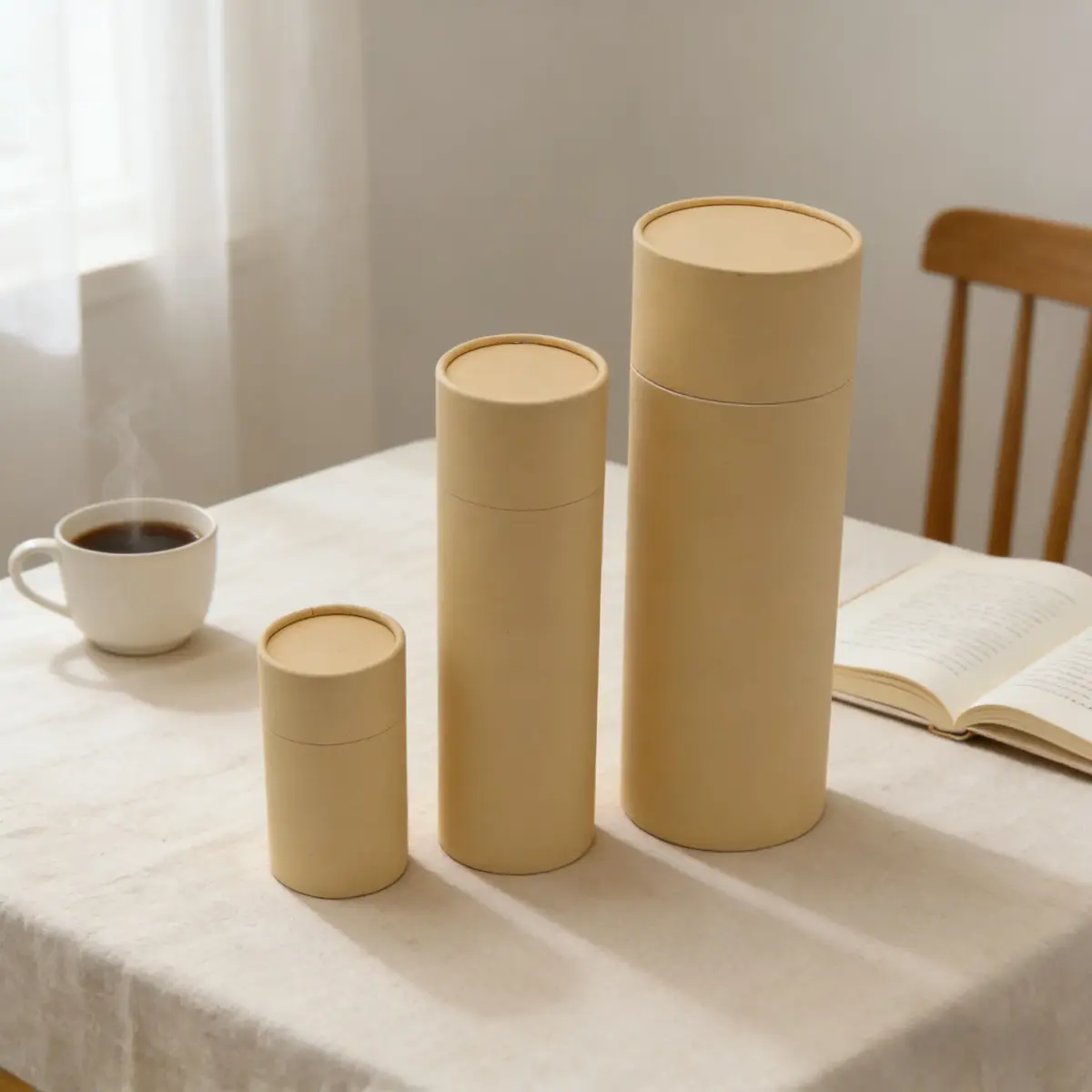 Boîte cylindrique carton kraft 2200 ml ø 10 x H 30 cm – Boîte ronde carton - Tube carton - Brun - Lot de 4 - Boites cloches-3