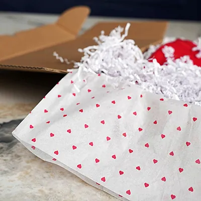 Papier de soie blanc motif coeurs 50x70cm 17g/m² – Paquet de 120 feuilles - Papiers de soie-2