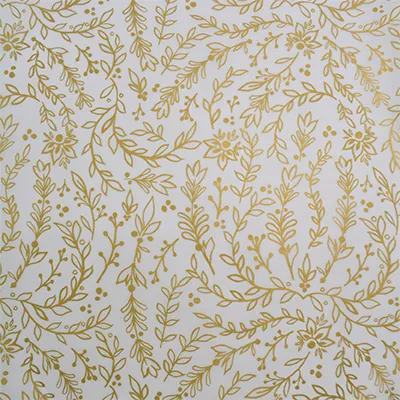 Papier de soie imprimé floral or / blanc 50x70cm 17g/m² – Paquet de 120 feuilles - Papiers de soie