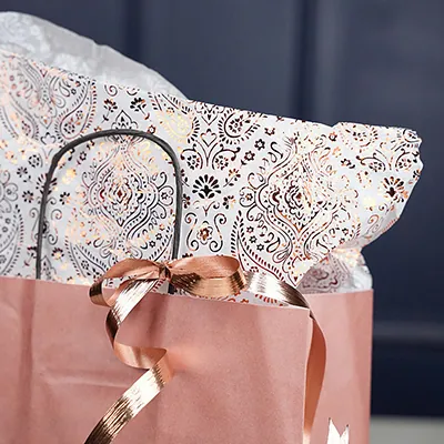 Papier de soie motif arabesque doré à chaud 50x70cm 17g/m² – Paquet de 120 feuilles - Papiers de soie-2