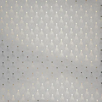 Papier cadeau couché blanc sapins dorés à chaud 70 cm x 25 m 80 g/m² – le rouleau - Papiers cadeaux à effets
