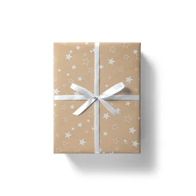 Papier cadeau kraft brun étoiles blanches 70 cm x 50 m 80 g/m² – Le rouleau - Papiers cadeaux kraft à motifs-2