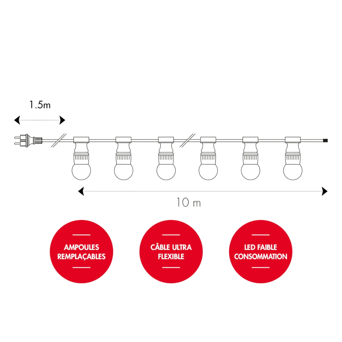 Guirlande extérieure 10 ampoules B22 LED - Guirlandes extérieures-1