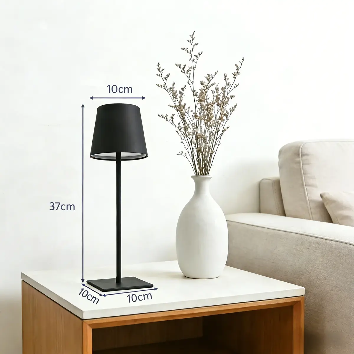 Lampe de table sans fil rechargeable noire IP44 5W 3,7V 1200mAh 3000 / 4500 / 6500K – Lampe à poser LED sans fil - Luminaires professionnels-8