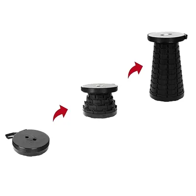 Tabouret télescopique pliant noir plastique Ø25cm H45cm, coussin intégré - Tabourets marchepieds