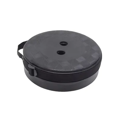 Tabouret télescopique pliant noir plastique Ø25cm H45cm, coussin intégré - Tabourets marchepieds-2